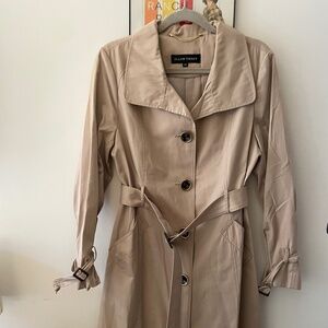 🍂Classic Ellen Tracy Beige Trench W/Belt Coat Size Petite Medium